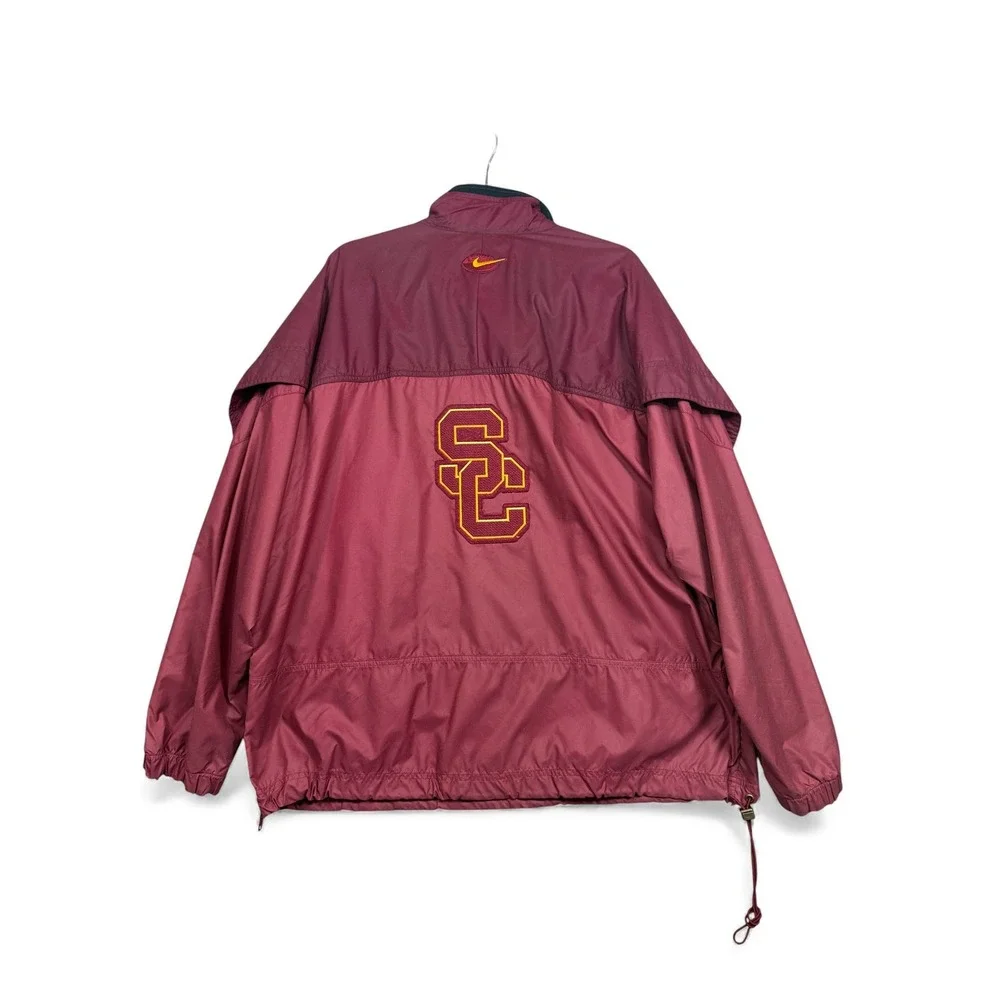 Vintage Nike Team Sports USC Trojans Jacket L Burgundy Gold Embroidered Y2K